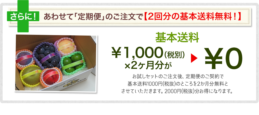 あわせて定期便のご注文で【２回分の基本送料無料】